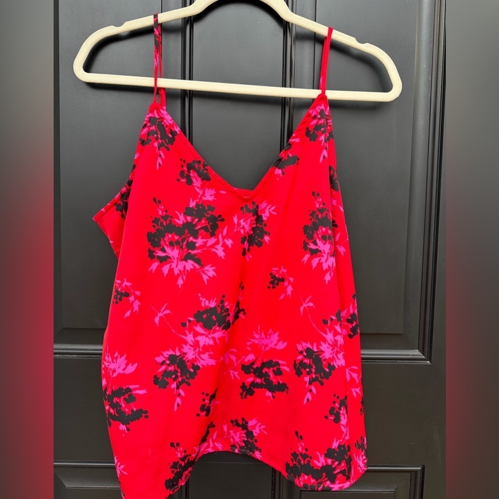 Floral Red and Black Women's Top